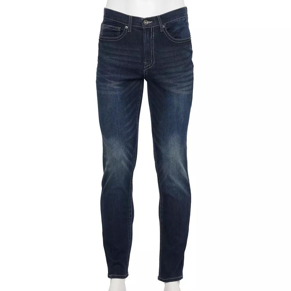 Men's Lazer Embroidered Slim Fit Jeans, Size: 38X30, Dark Blue Product Image