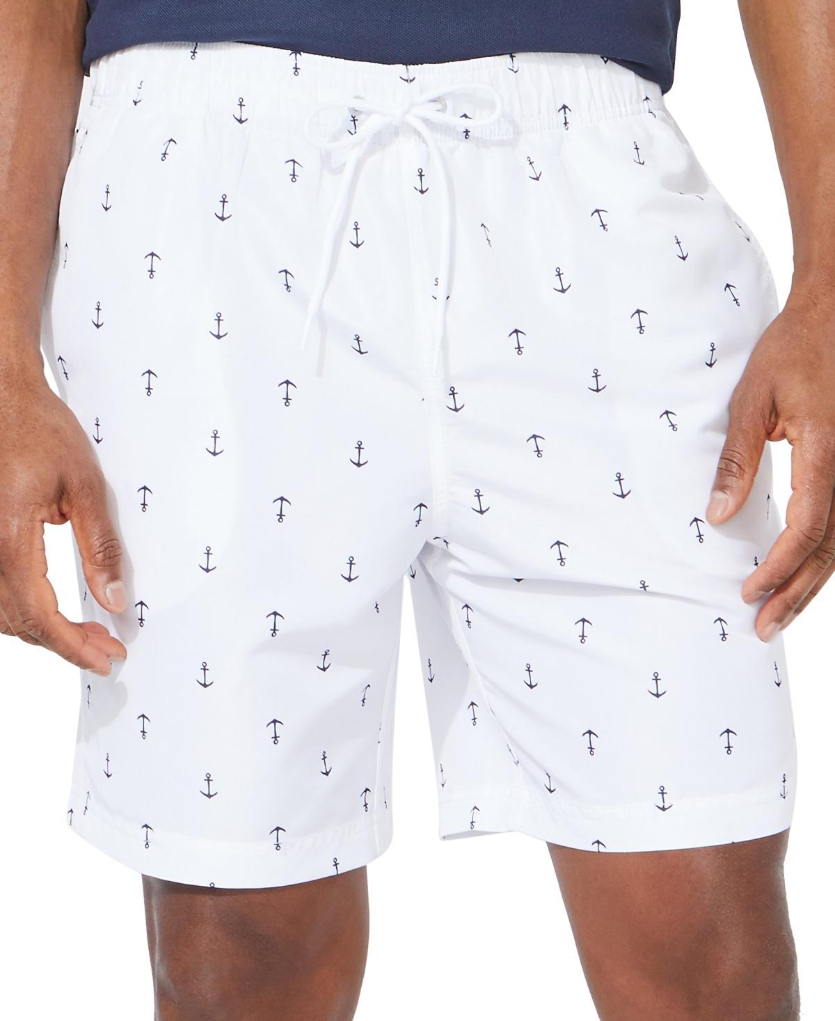 Nautica Mens Quick-Dry Anchor-Print 8 Swim Trunks Product Image