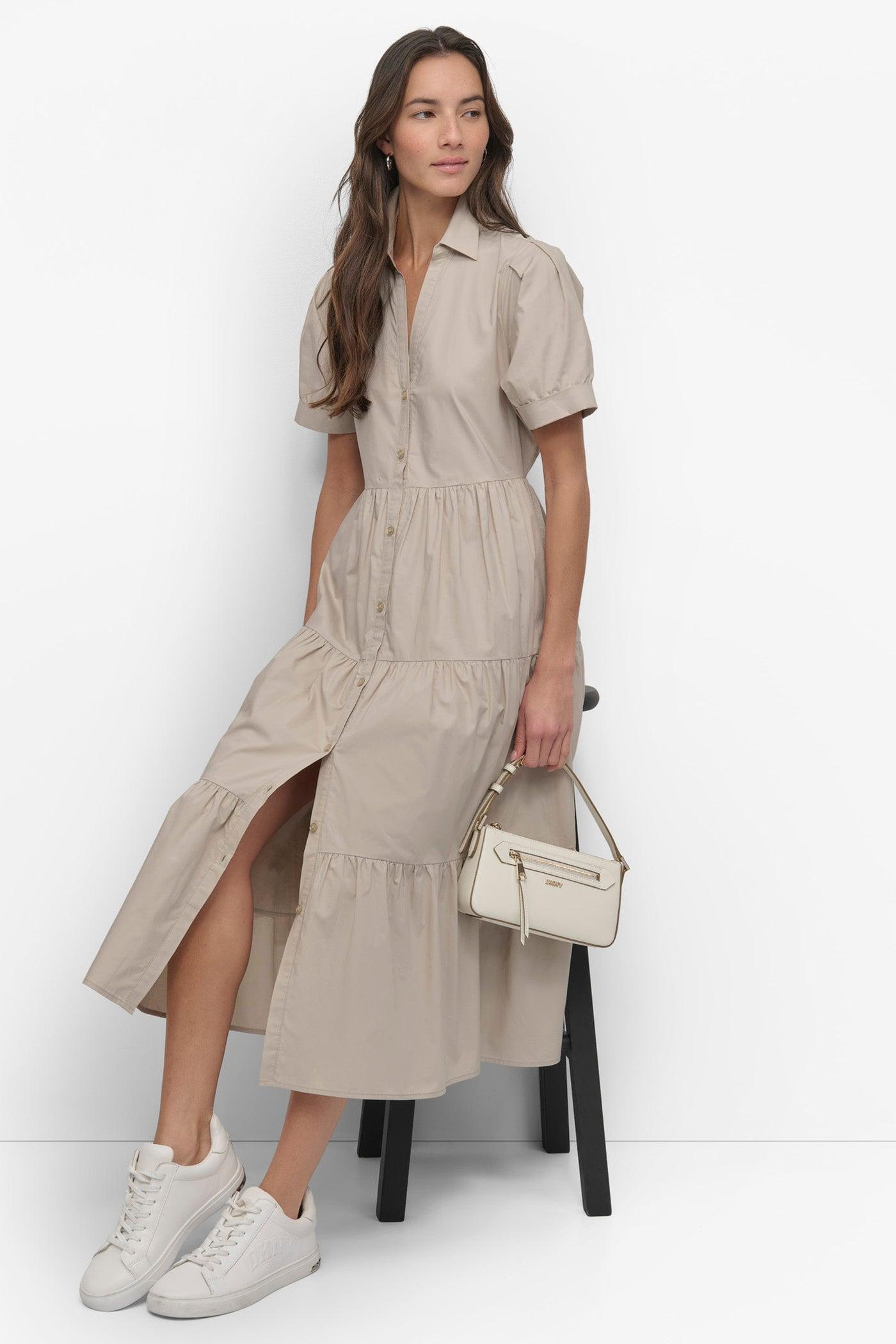 TIERED MIDI SHIRT DRESS Product Image