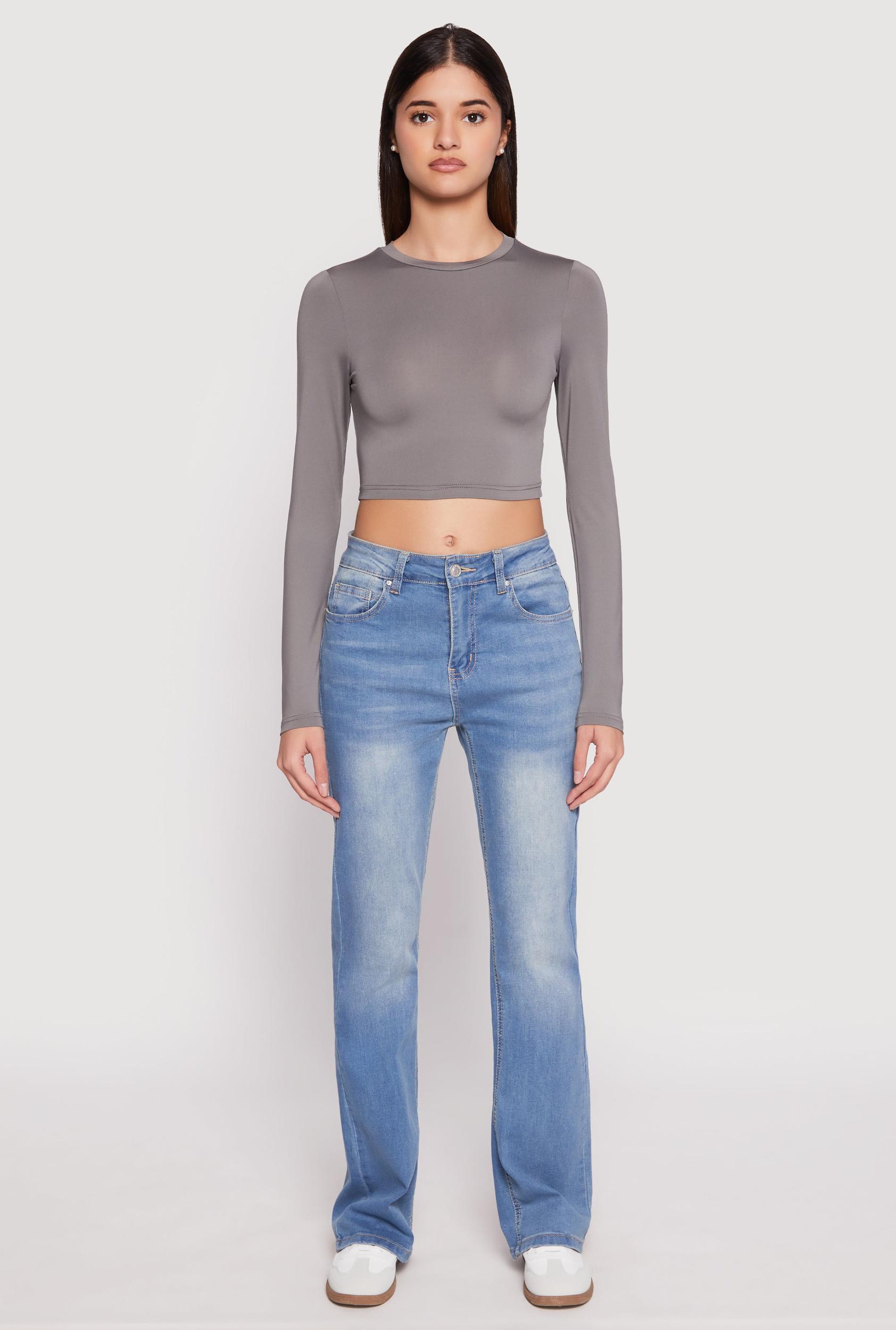 Womens Daisy Long Sleeve High Neck Crop Top Product Image