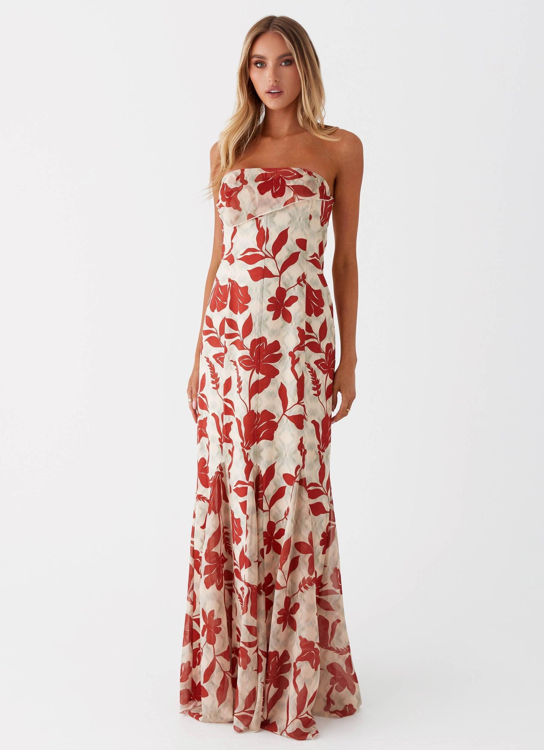 Willa Maxi Dress - Red Green Floral Product Image