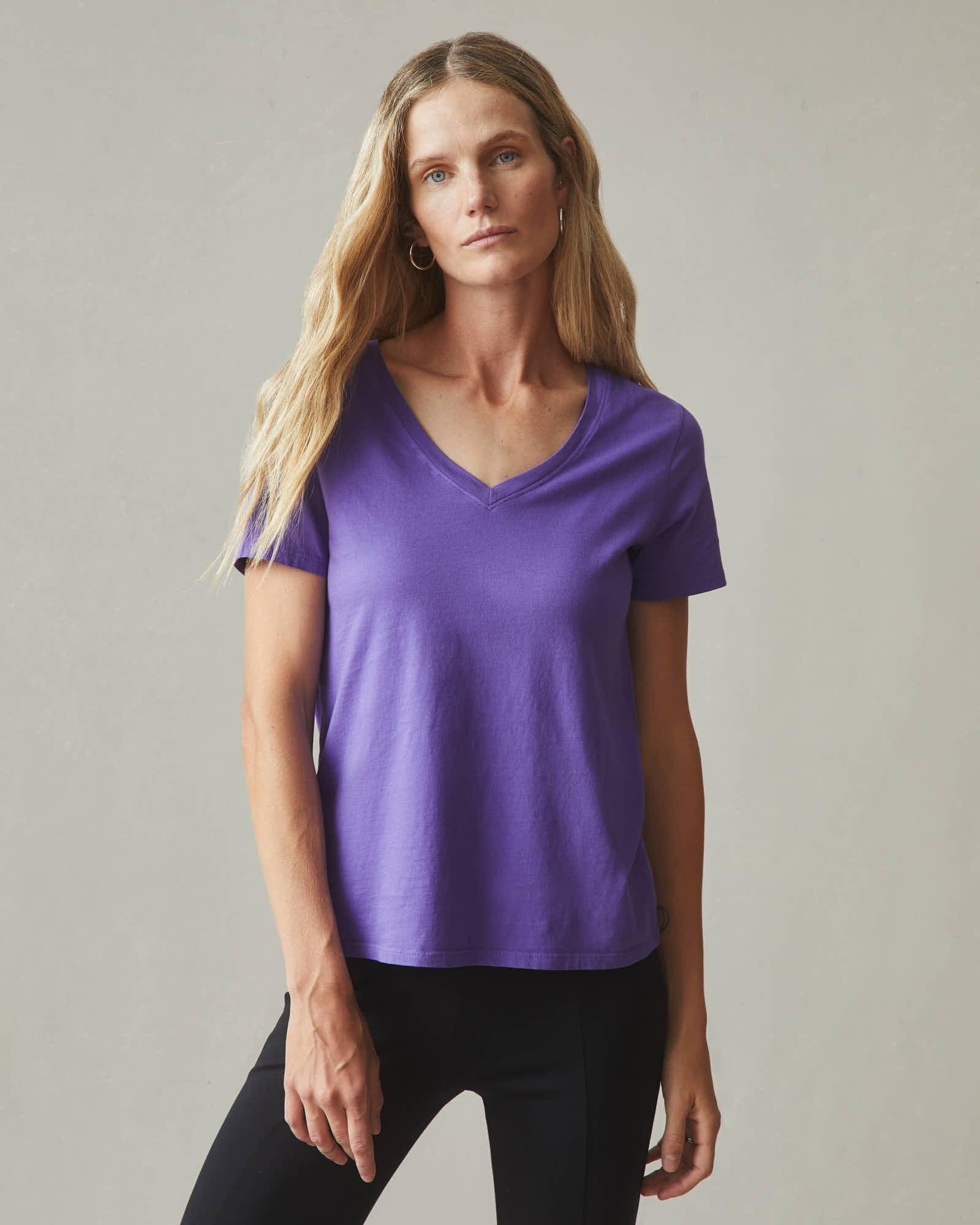 Women's Classic Cotton V-Neck Tee - Ultra Violet Product Image
