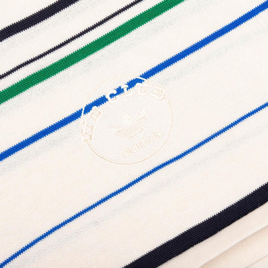 Adidas x Wales Bonner Knit Polo - Wonder White/Green/Blue Bird Male Product Image