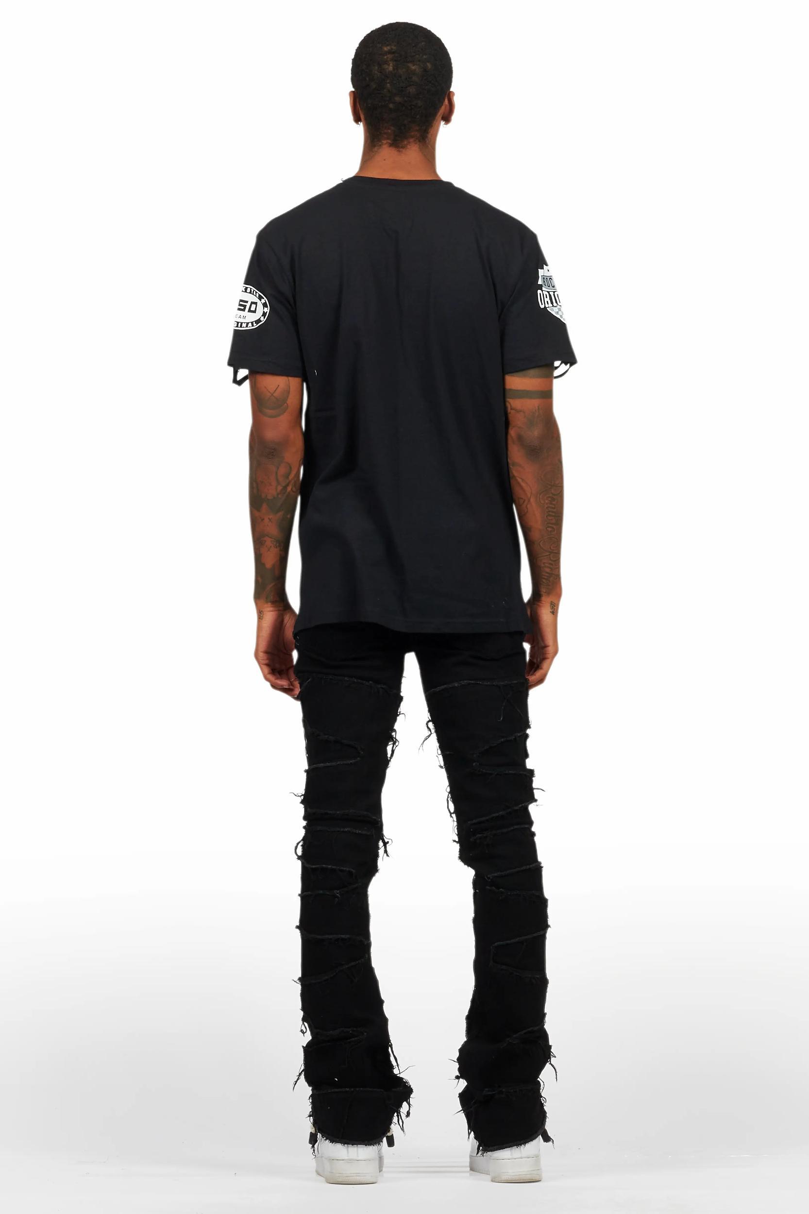 Shaddie Black Painter Stacked Flare Jean Male Product Image