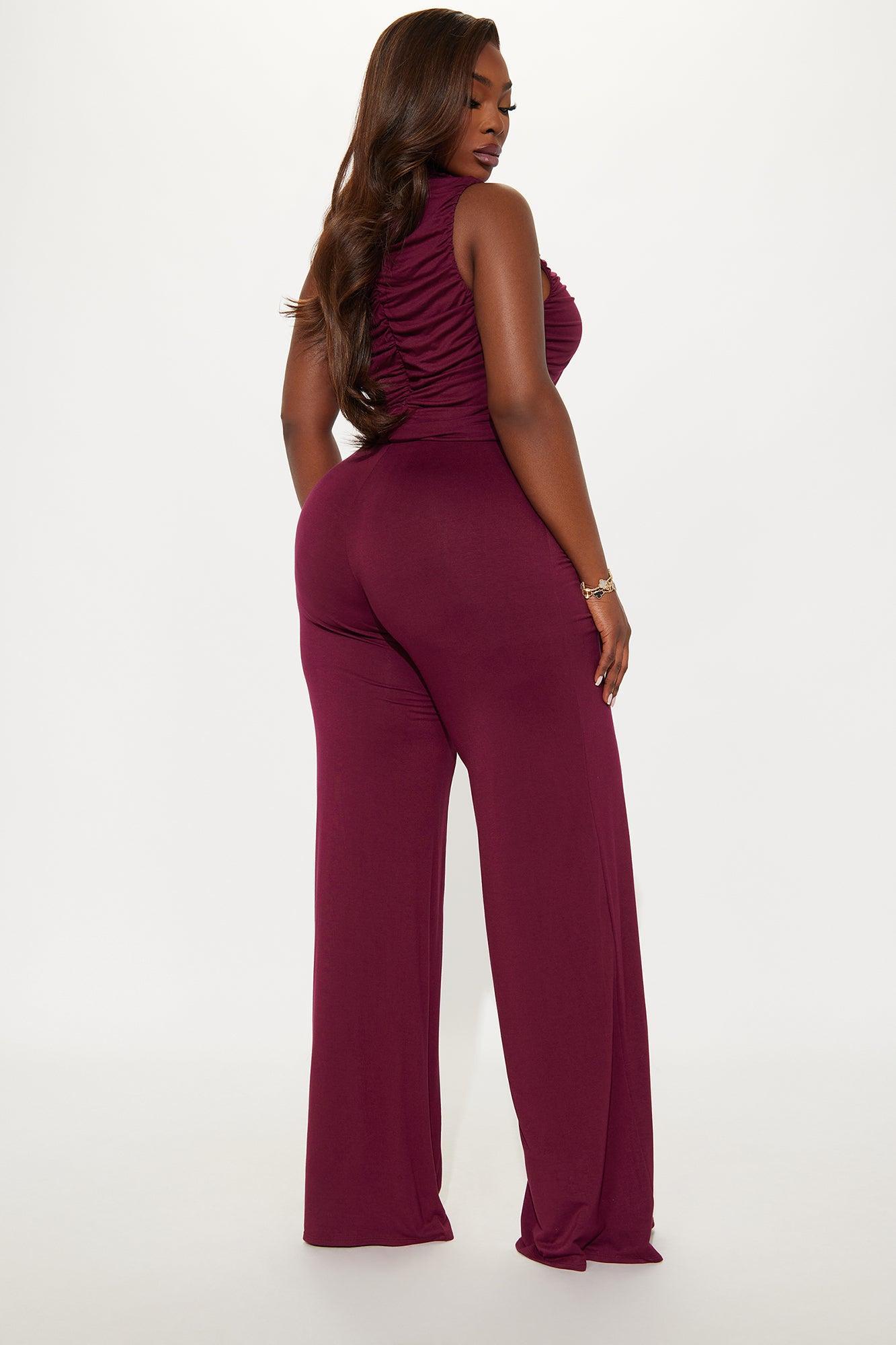 Anaisha Wide Leg Jumpsuit - Burgundy Product Image