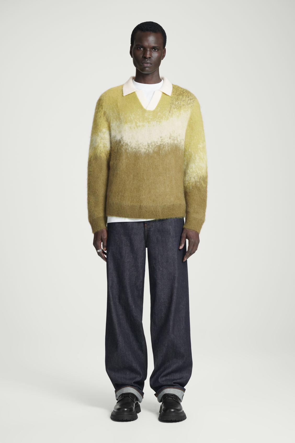 BRUSHED MOHAIR-BLEND POLO SWEATER Product Image