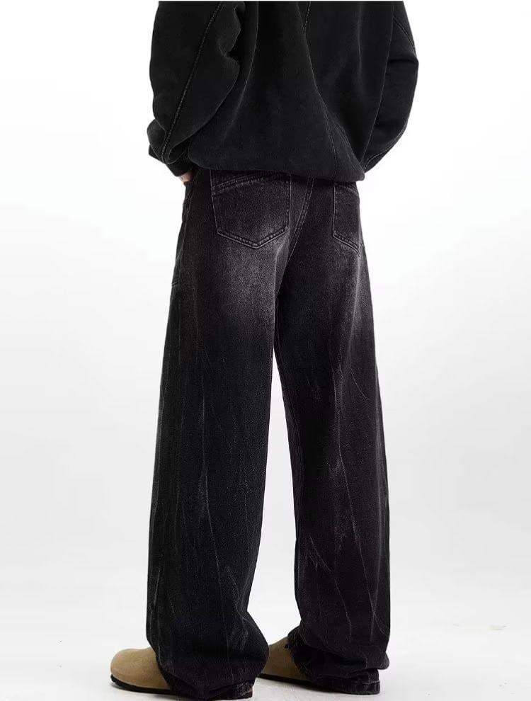 Mid Rise Washed Wide Leg Jeans Product Image