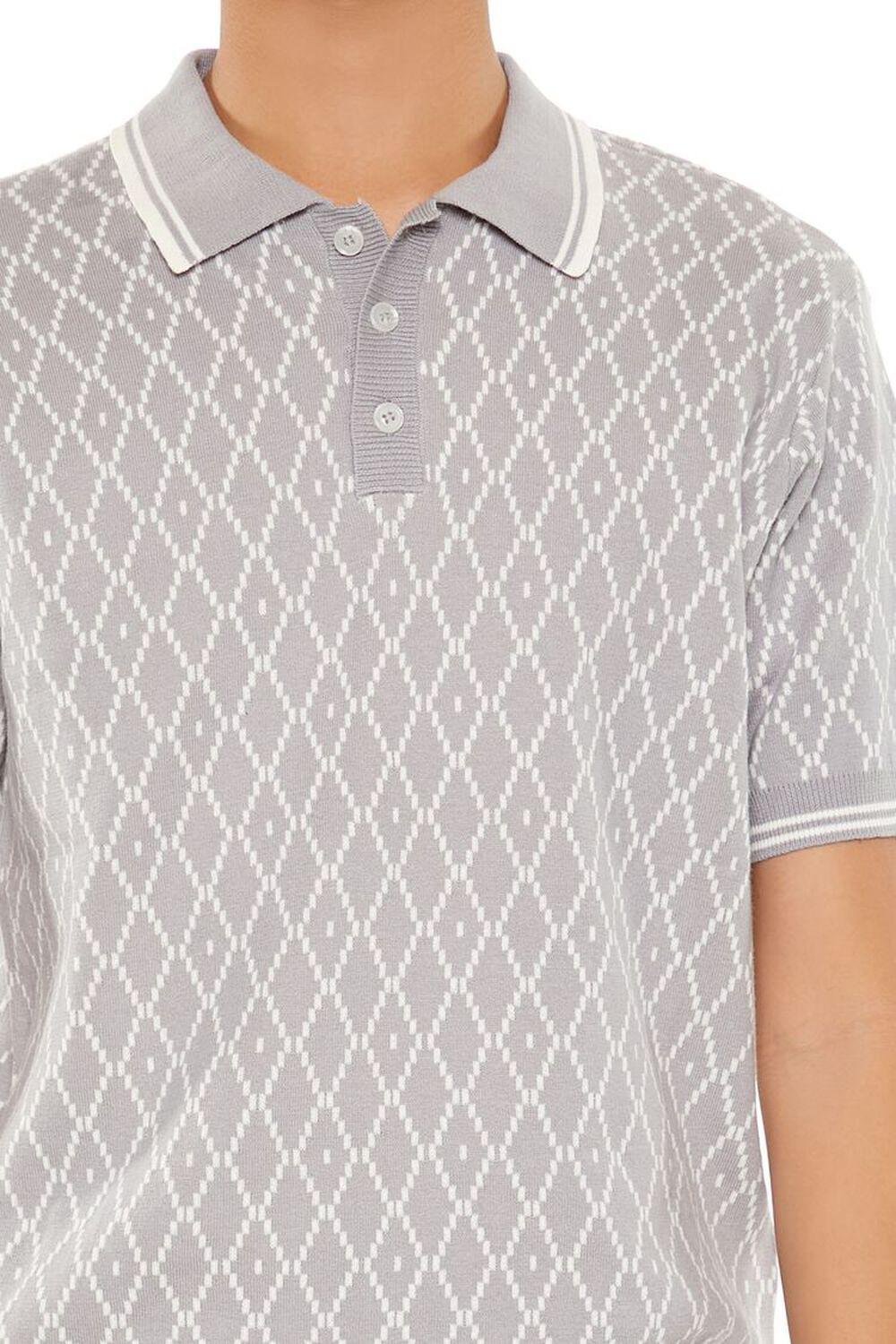 Geometric Sweater-Knit Polo Shirt | Forever 21 Product Image