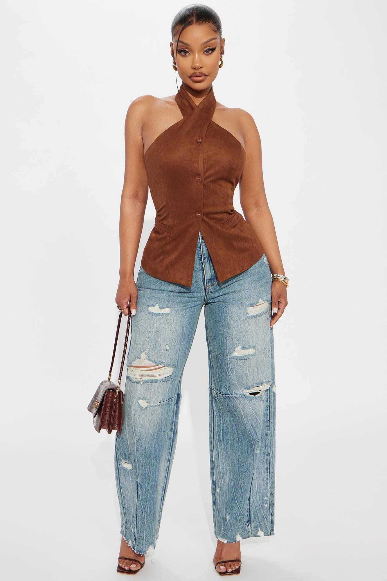 Classic Cutie Faux Suede Vest  - Brown Product Image