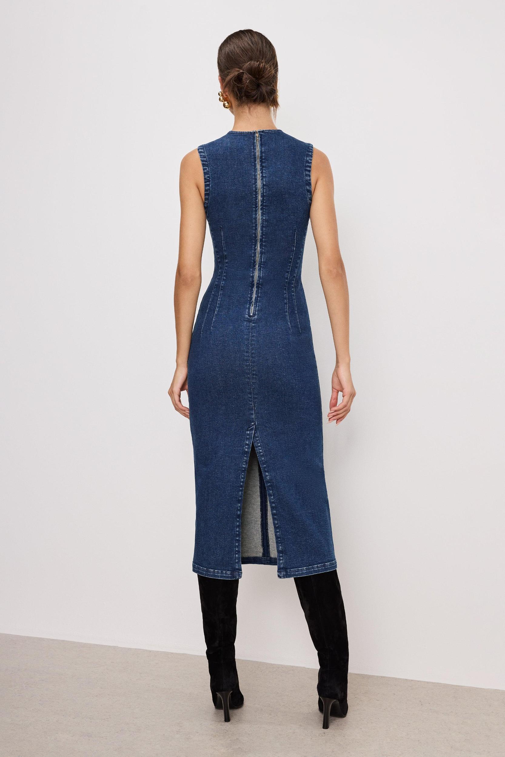 DENIM MIDI DRESS | INDIGO724 Product Image