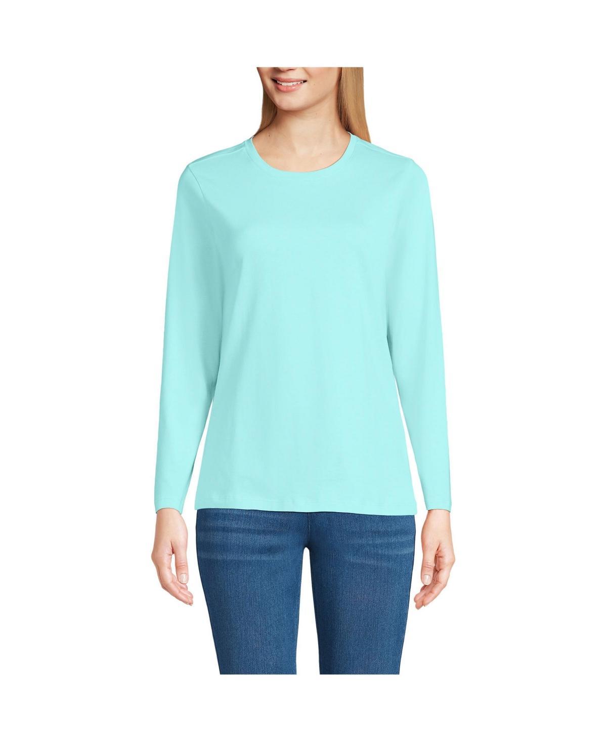 Petite Lands' End Relaxed-Fit Supima Long Sleeve Cotton Crewneck Tee, Women's, Size: XS Petite, Black Product Image