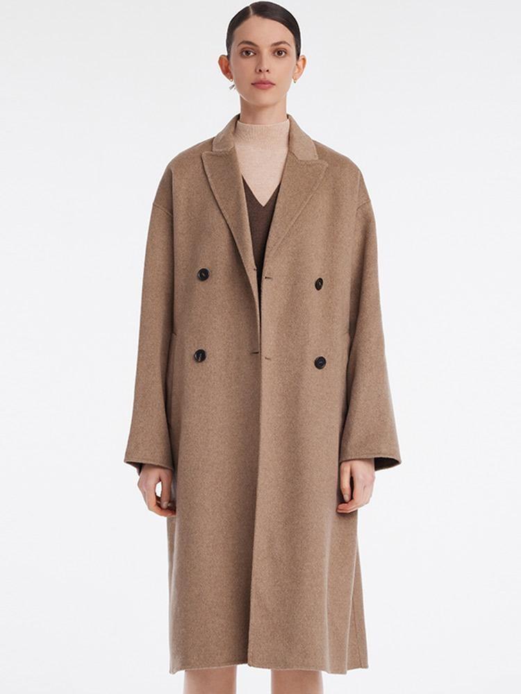 Pure Cashmere Double-Breasted Lapel Coat Product Image