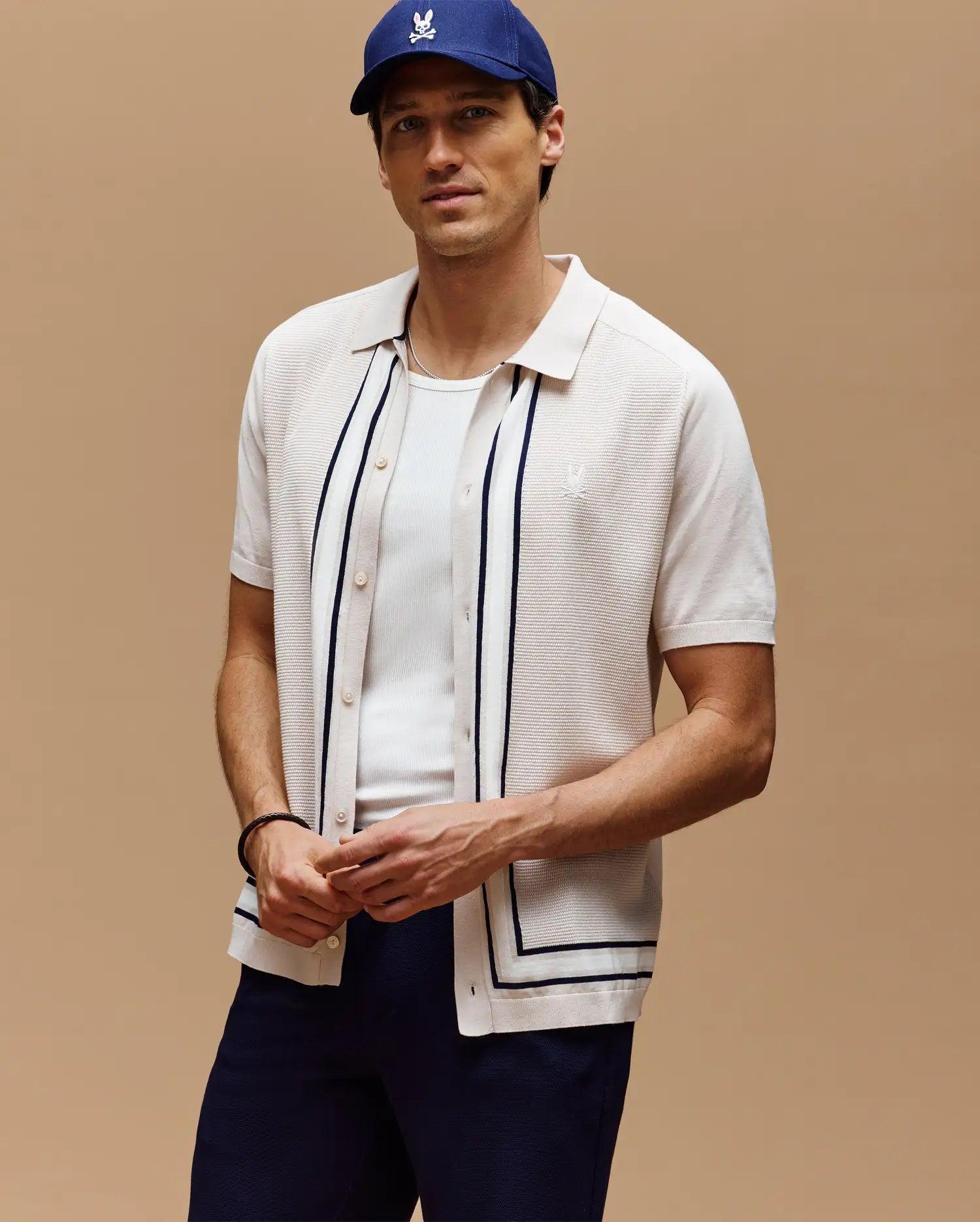 MENS DANNY BORDER STRIPE KNIT SHIRT - MT0400053 Product Image