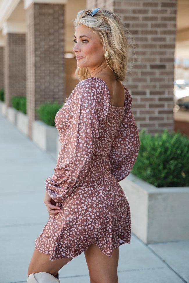 A Simple Song Brown Spotted Knit Dress FINAL SALE Product Image