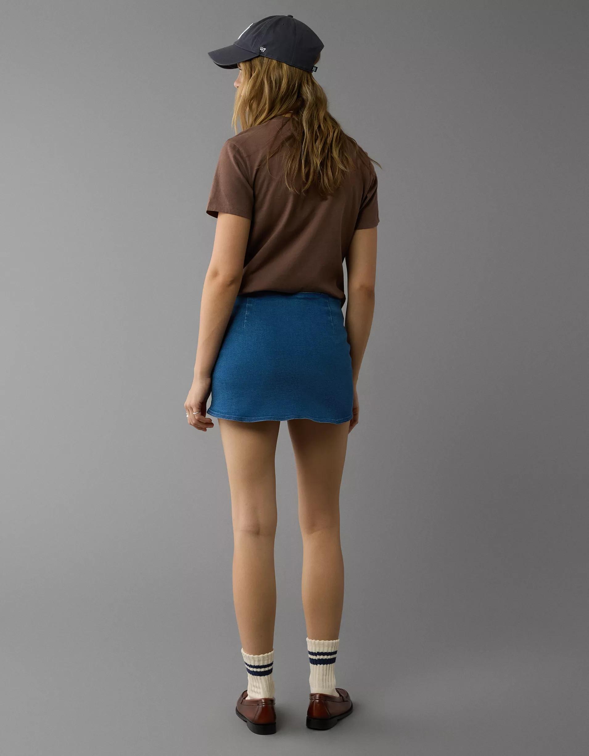 AE Next Level Low-Rise Denim Micro Skort Product Image