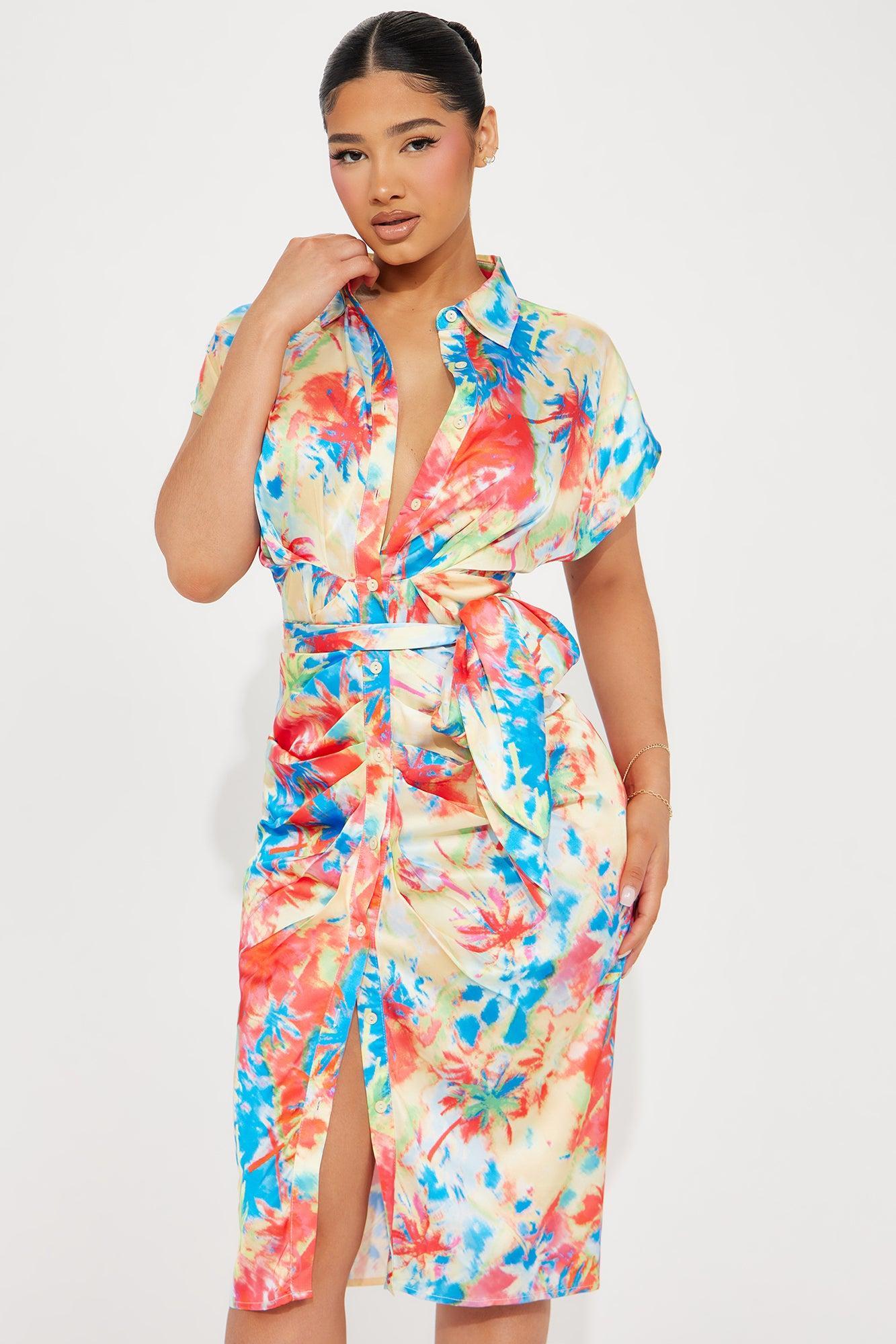 Chromatic Dream Satin Mini Dress - Multi Color Product Image