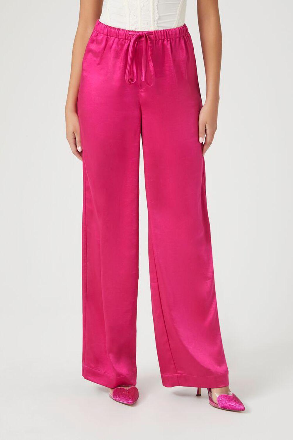 Satin Drawstring Wide-Leg Pants | Forever 21 Product Image