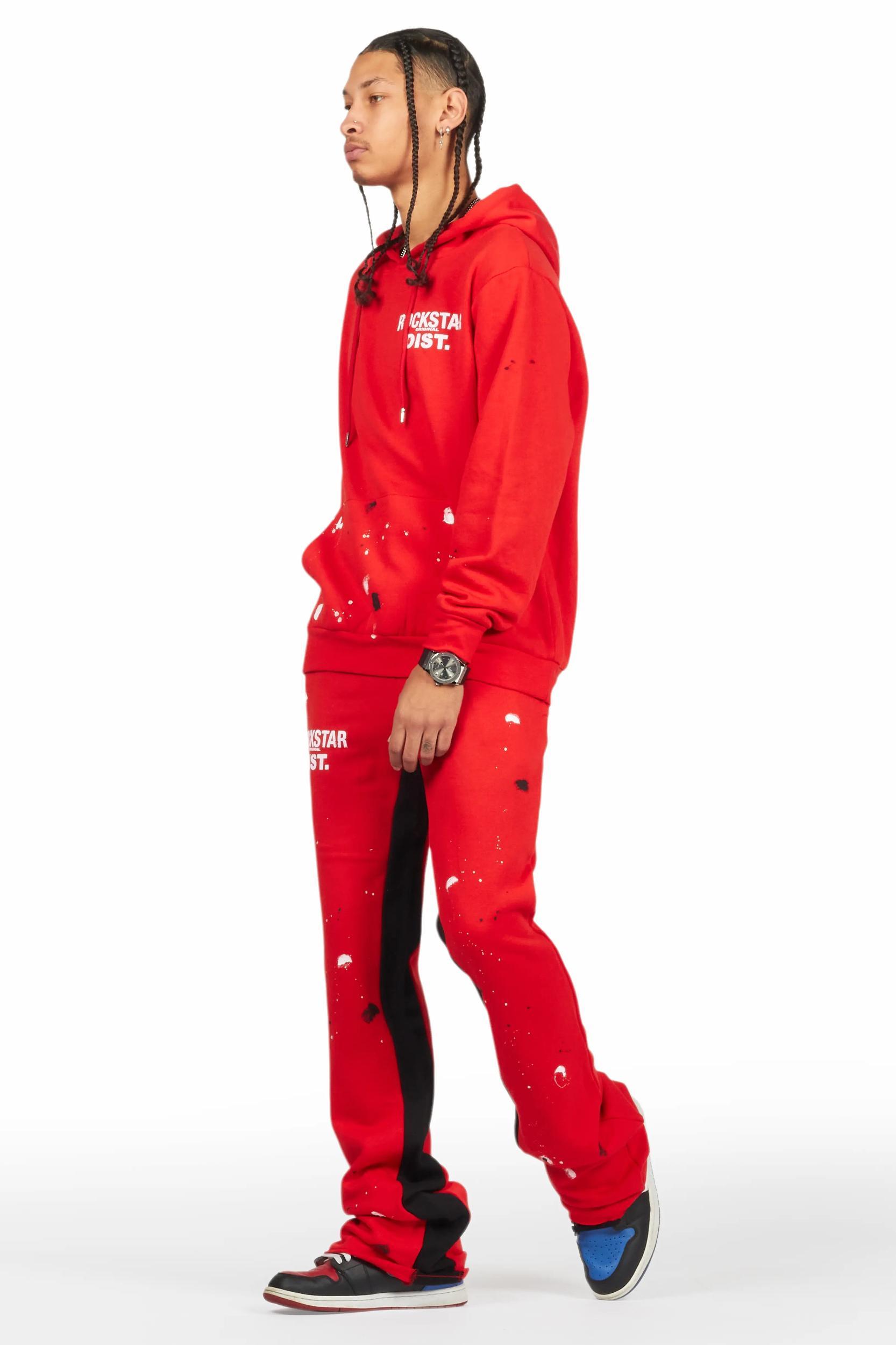 Jaco Red Hoodie Baggy Fit Pant Track Set Male Product Image