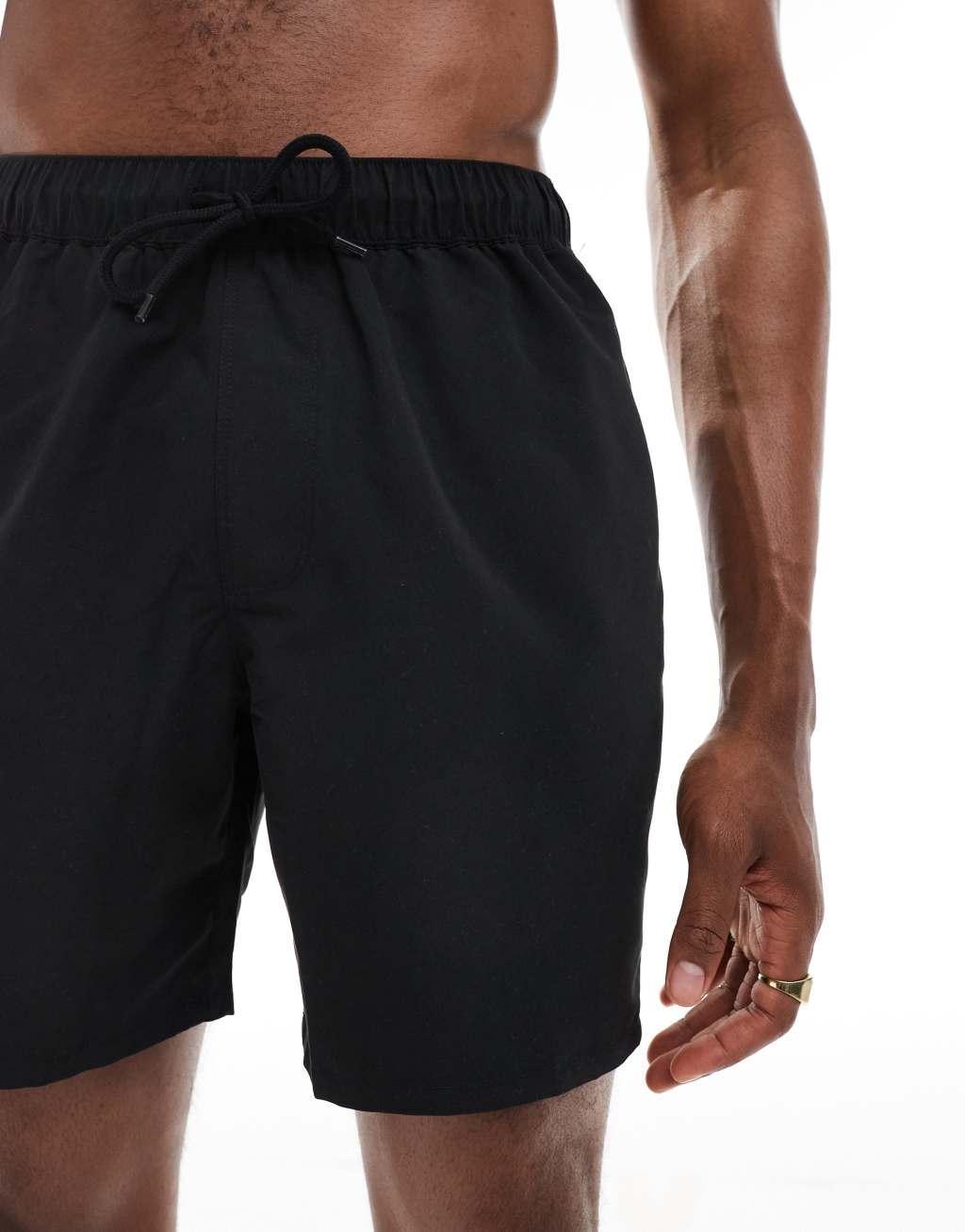 ASOS DESIGN 2 pack swim shorts in mid length in charcoal /black Product Image