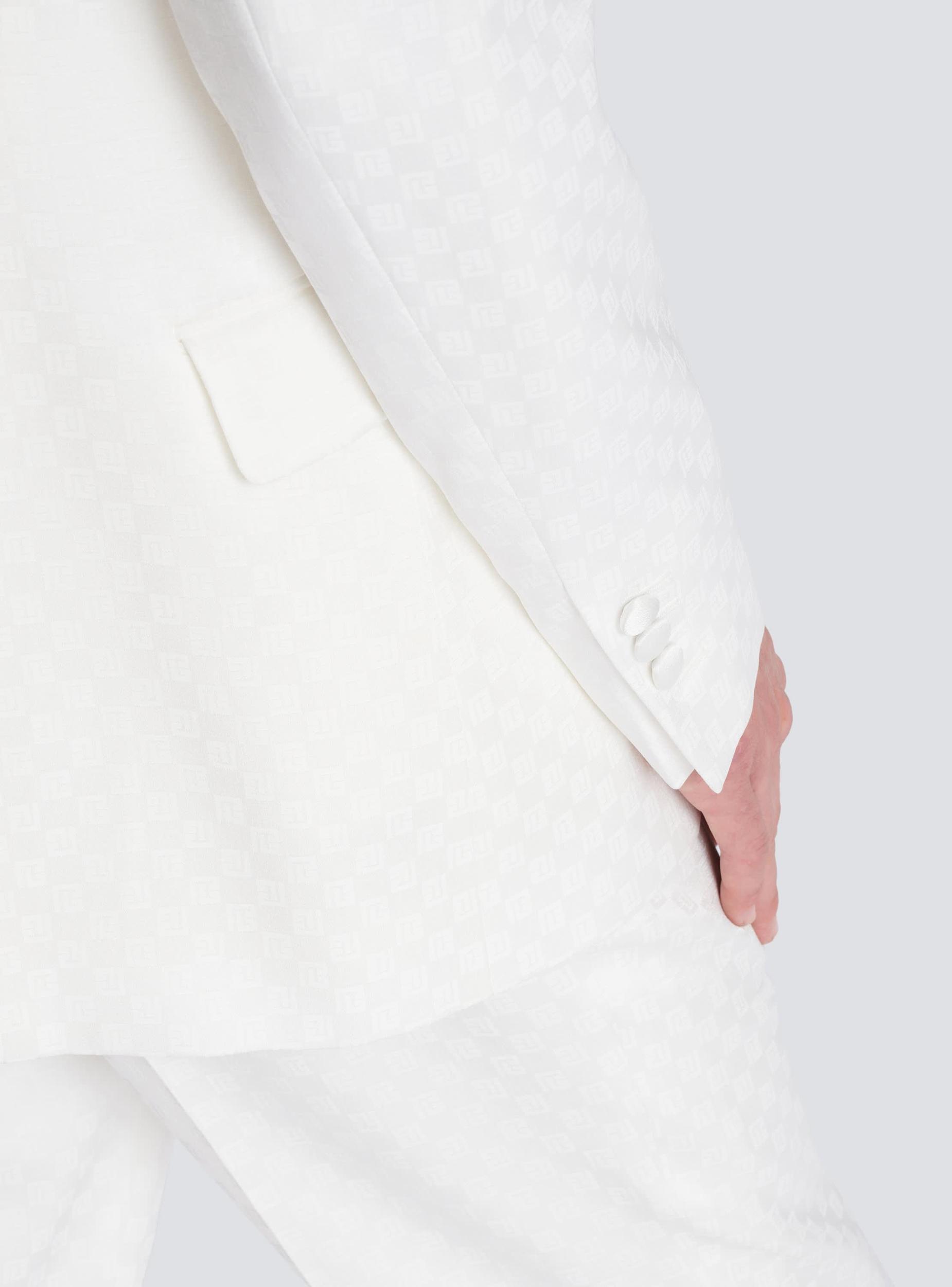 6-button monogram satin jacket Product Image