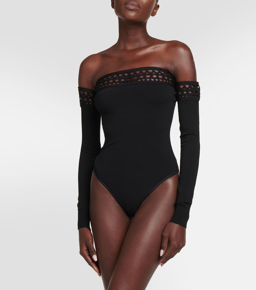 ALAÏA Vienne Off-shoulder Bodysuit In Black   Product Image