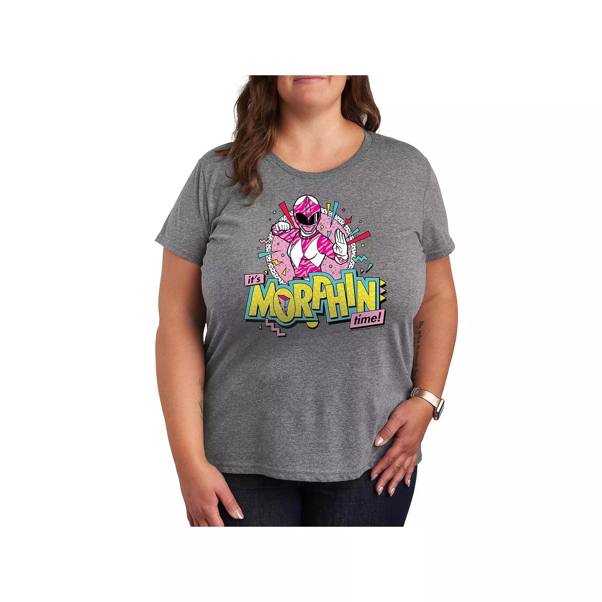 Plus Power Rangers Morphin Time Pink Graphic Tee, Womens Product Image
