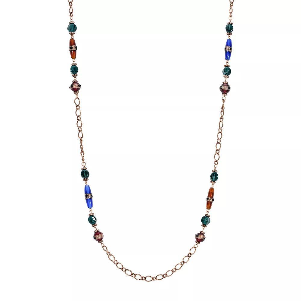 1928 Copper Tone Multicolored Strandage Necklace, Womens Product Image