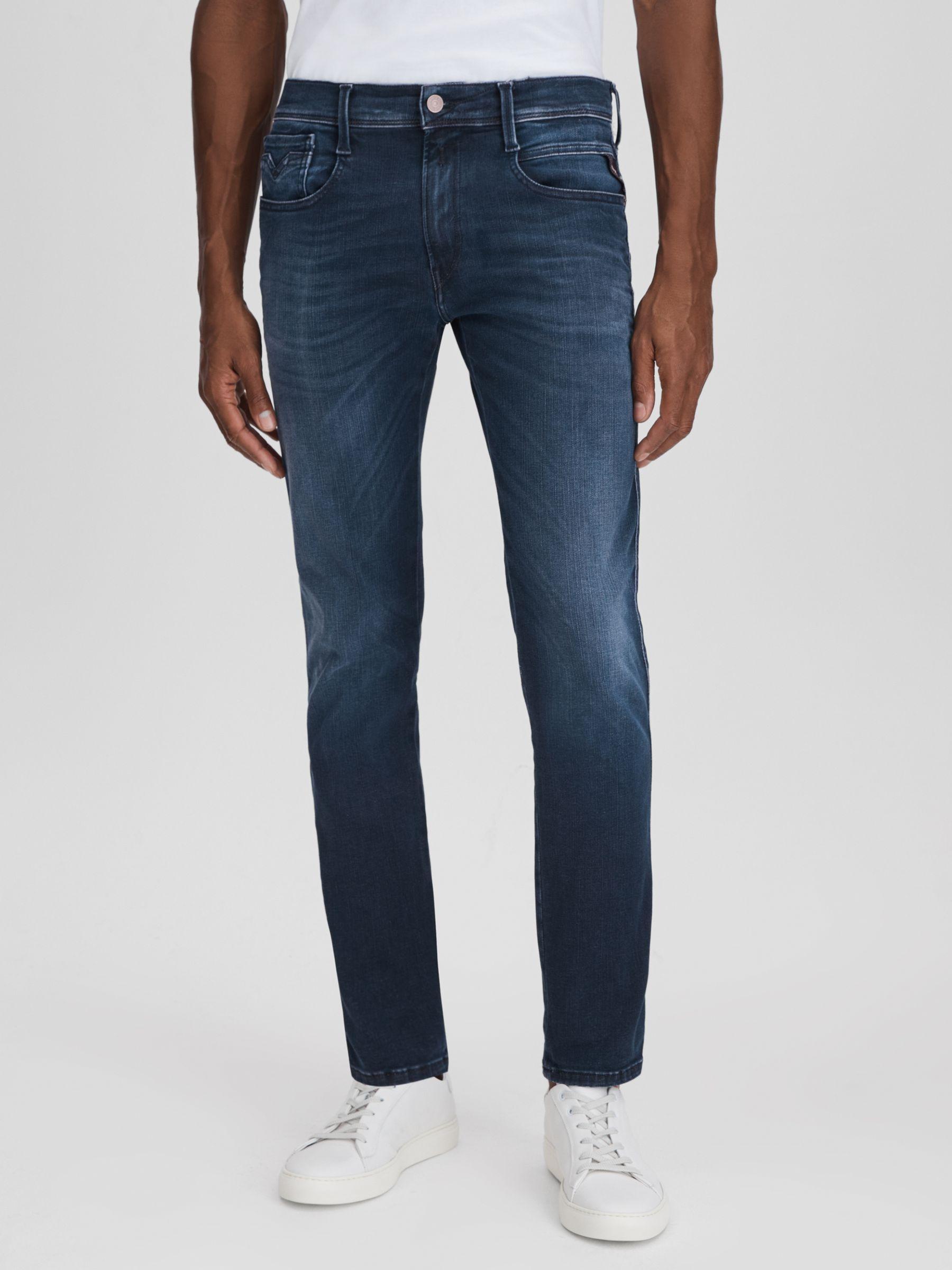 Slim Fit Washed Jeans in Dark Blue Product Image