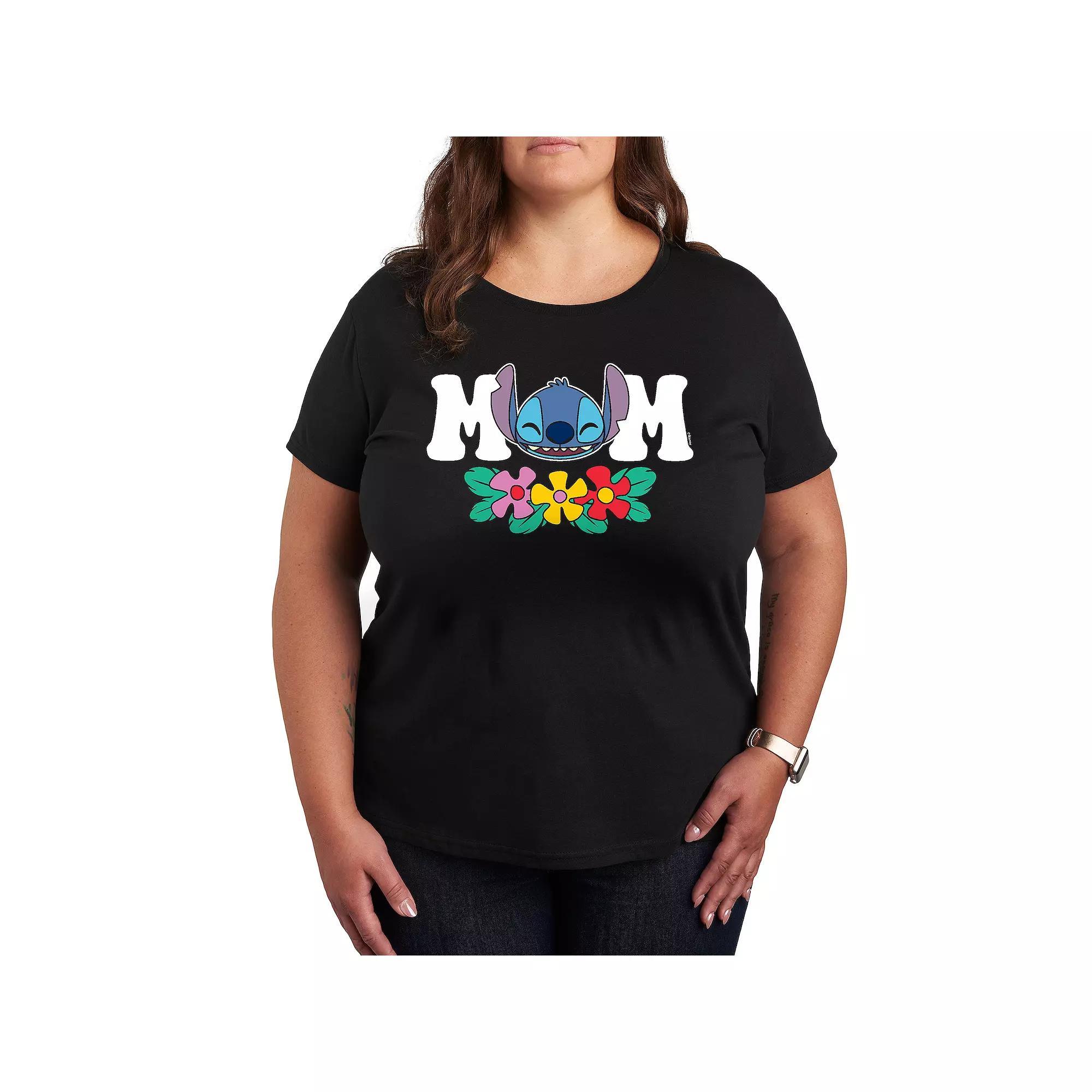 Disneys Lilo & Stitch Plus Mom Graphic Tee, Womens Heather Grey Product Image