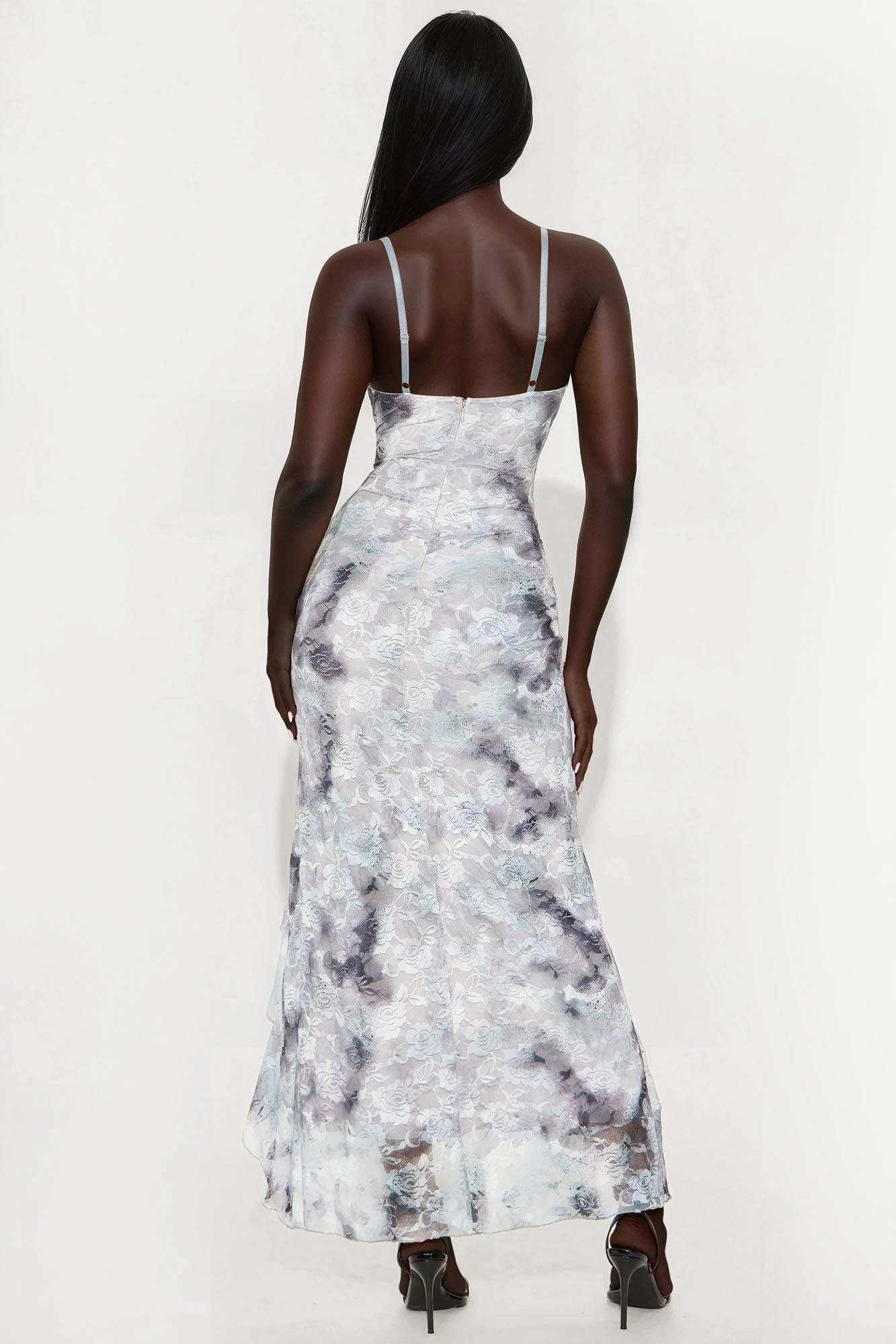 Gigi Tie Dye Lace Maxi Dress - Grey/combo Product Image