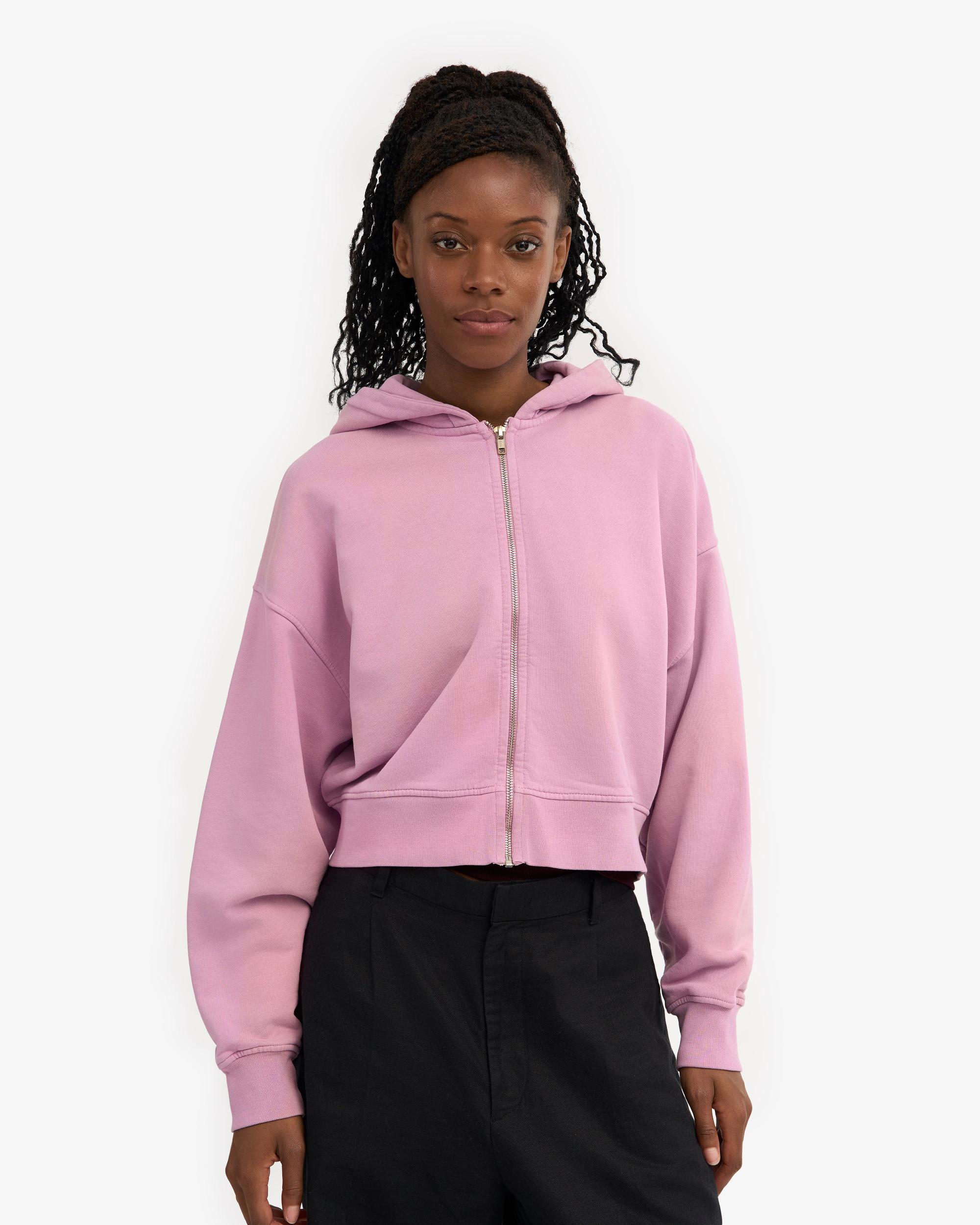 Organic Crop Zip Hood - Soft Lavender Product Image