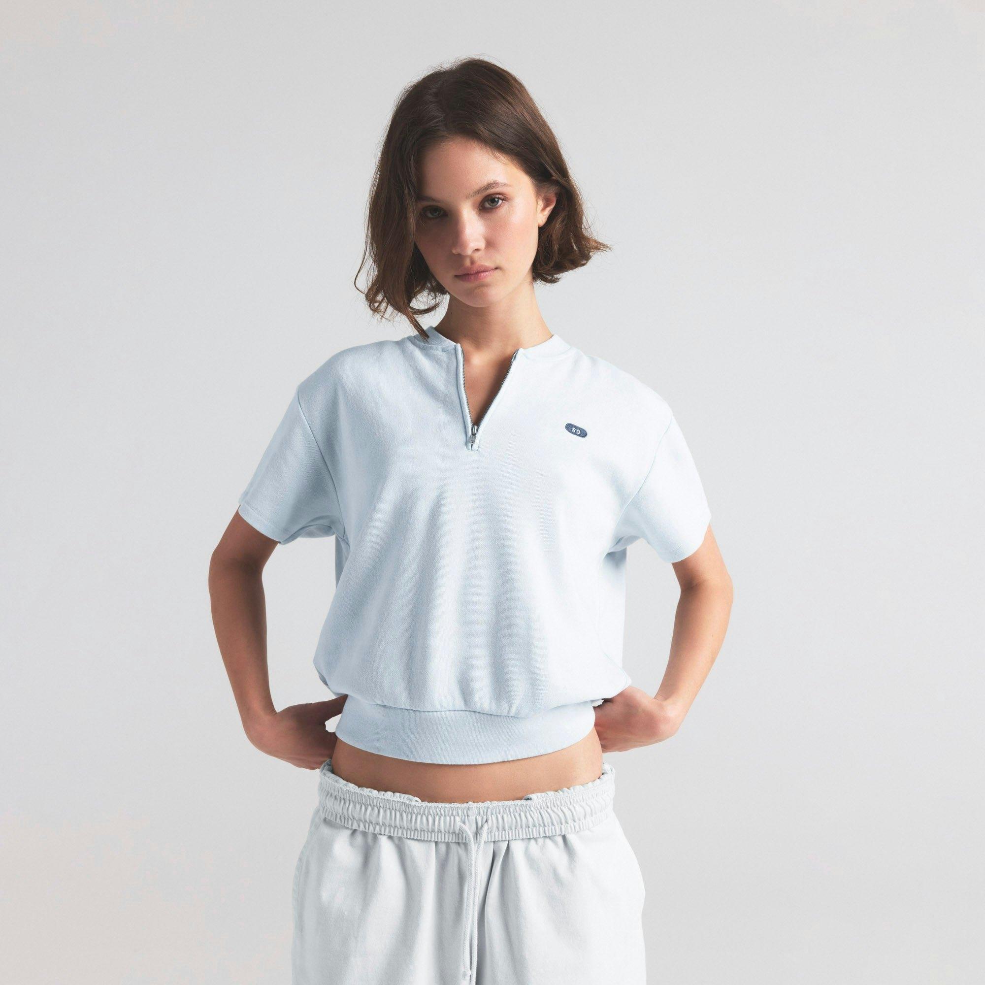 LIGHTWEIGHT FLEECE SHORT SLEEVE QUARTER ZIP | FROST Product Image