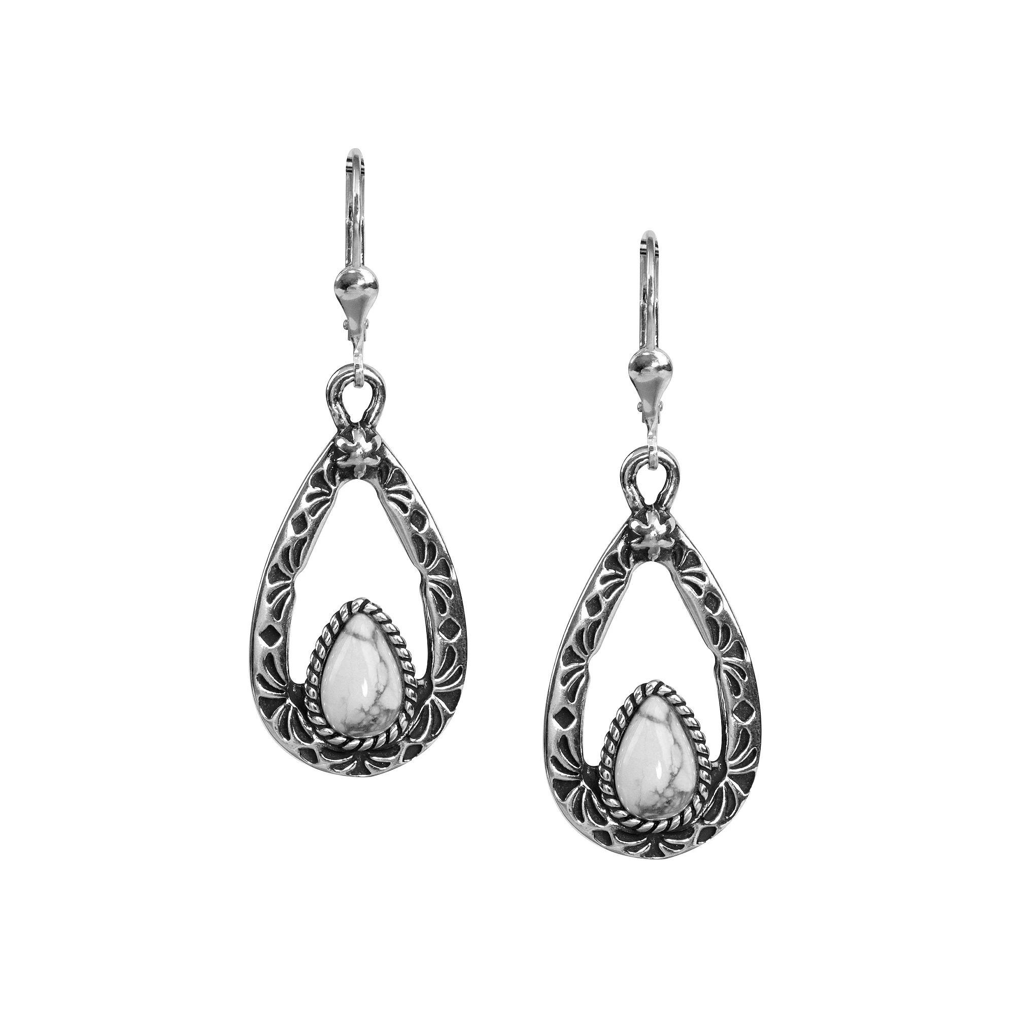 Southwest Spirit Sterling Silver and Stone Drop Earrings, Womens, White Howlite Product Image