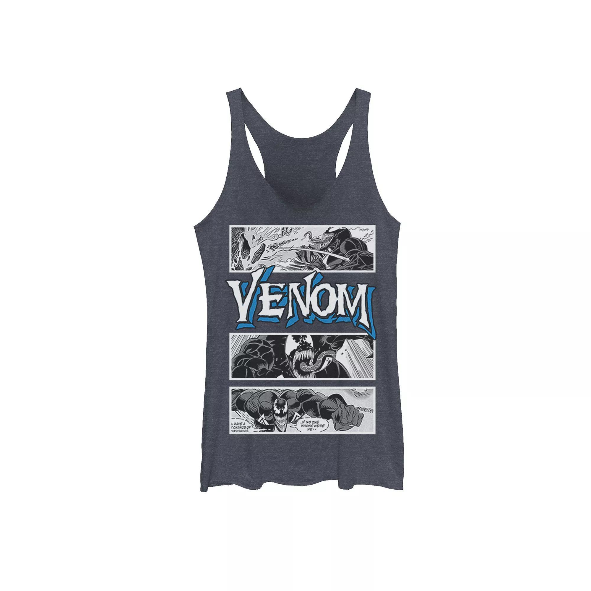 Juniors Marvel Venom Comic Book Illustrations Panel Graphic Tank Top, Girls Navy Grey Product Image