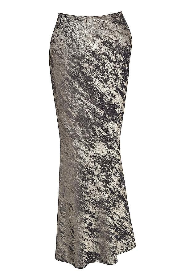 Clara  pewter bias cut midi skirt Product Image