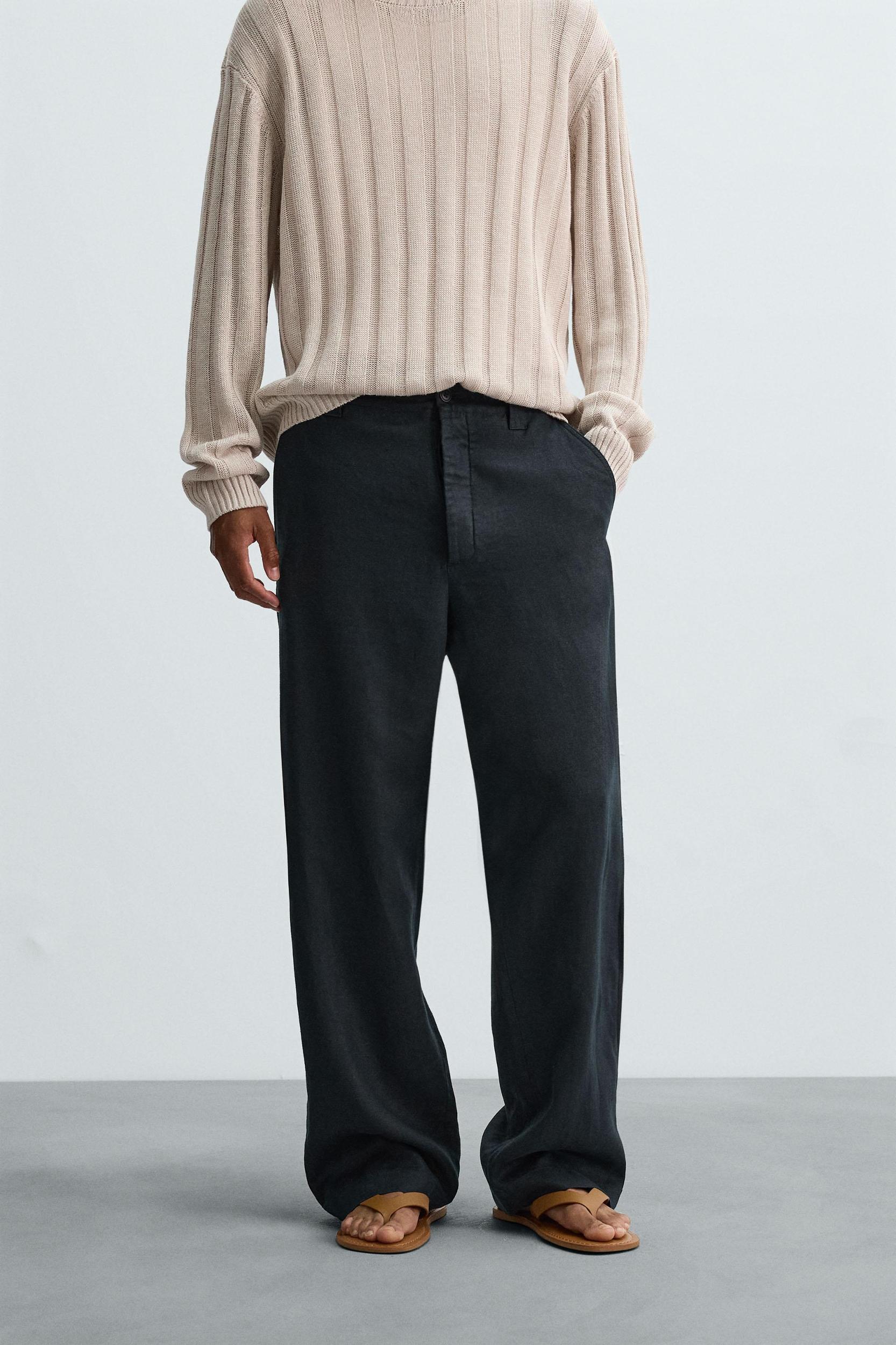 STRAIGHT FIT 100% LINEN PANTS Product Image