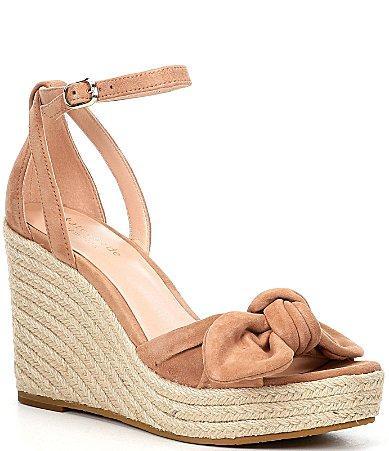 kate spade new york Tianna Metallic Leather Bow Platform Wedge Espadrille Sandals Product Image
