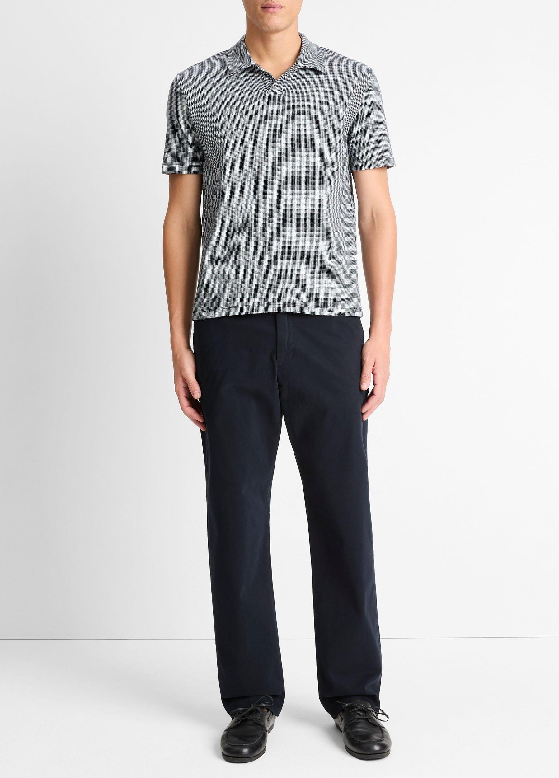 Houndstooth Pima Cotton Johnny-Collar Polo Shirt Product Image