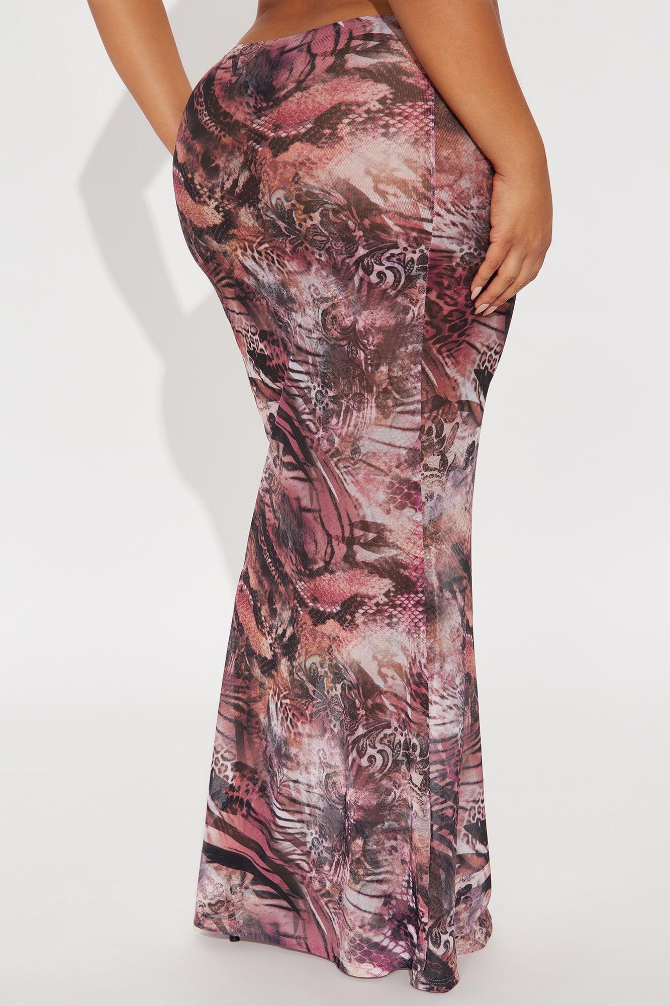 Layla Sheer Animal Print Mesh Maxi Skirt - Brown/combo Product Image