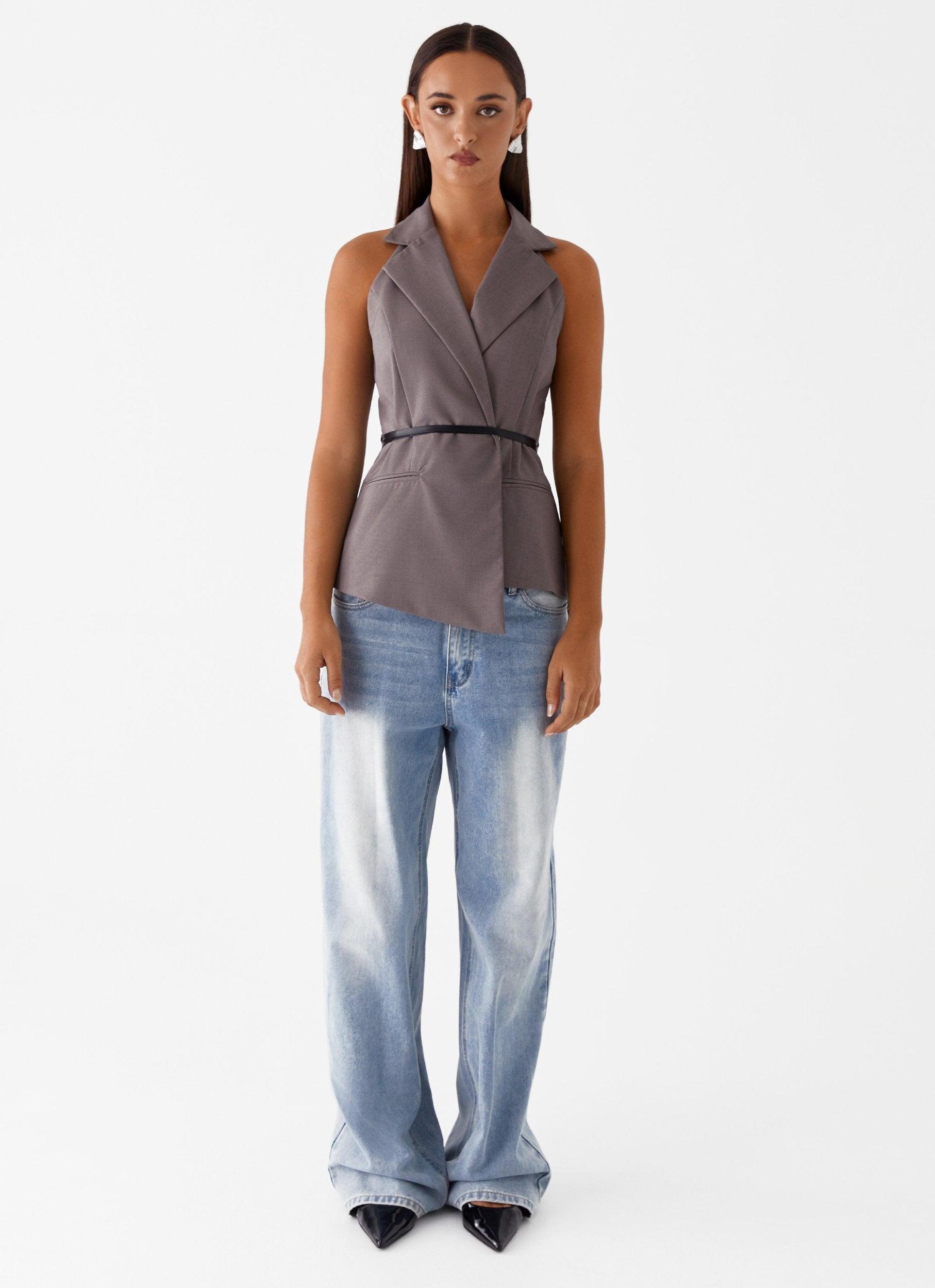Marina Blazer Top - Grey Product Image