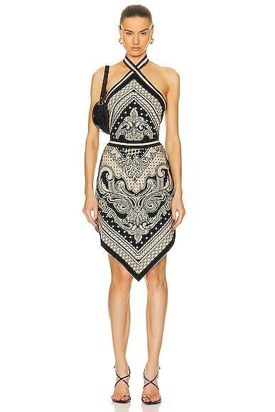 BALMAIN Halterneck Paisley Knit Midi Dress Black. (also in 36, 38). Product Image