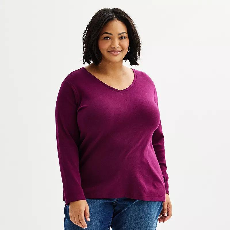Plus Size Croft & Barrow® Essential V-Neck Top, Women's, Size: 2XL, Wilder Blue Product Image