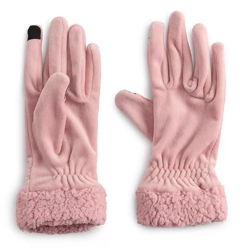 Women's Cuddl Duds® Plush Velour Faux Fur Sherpa Cuff Gloves, Ivory Product Image