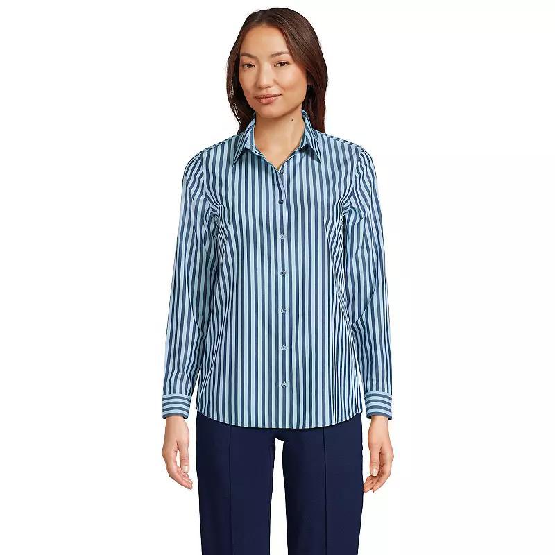 Plus Size Lands' End Wrinkle-Free No Iron Button-Front Shirt, Women's, Size: 16 W, White Product Image