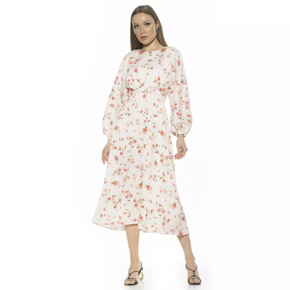 Women's ALEXIA ADMOR Constance Draped Dolman Sleeve Fit And Flare Dress, Size: 12, Blush Floral Product Image