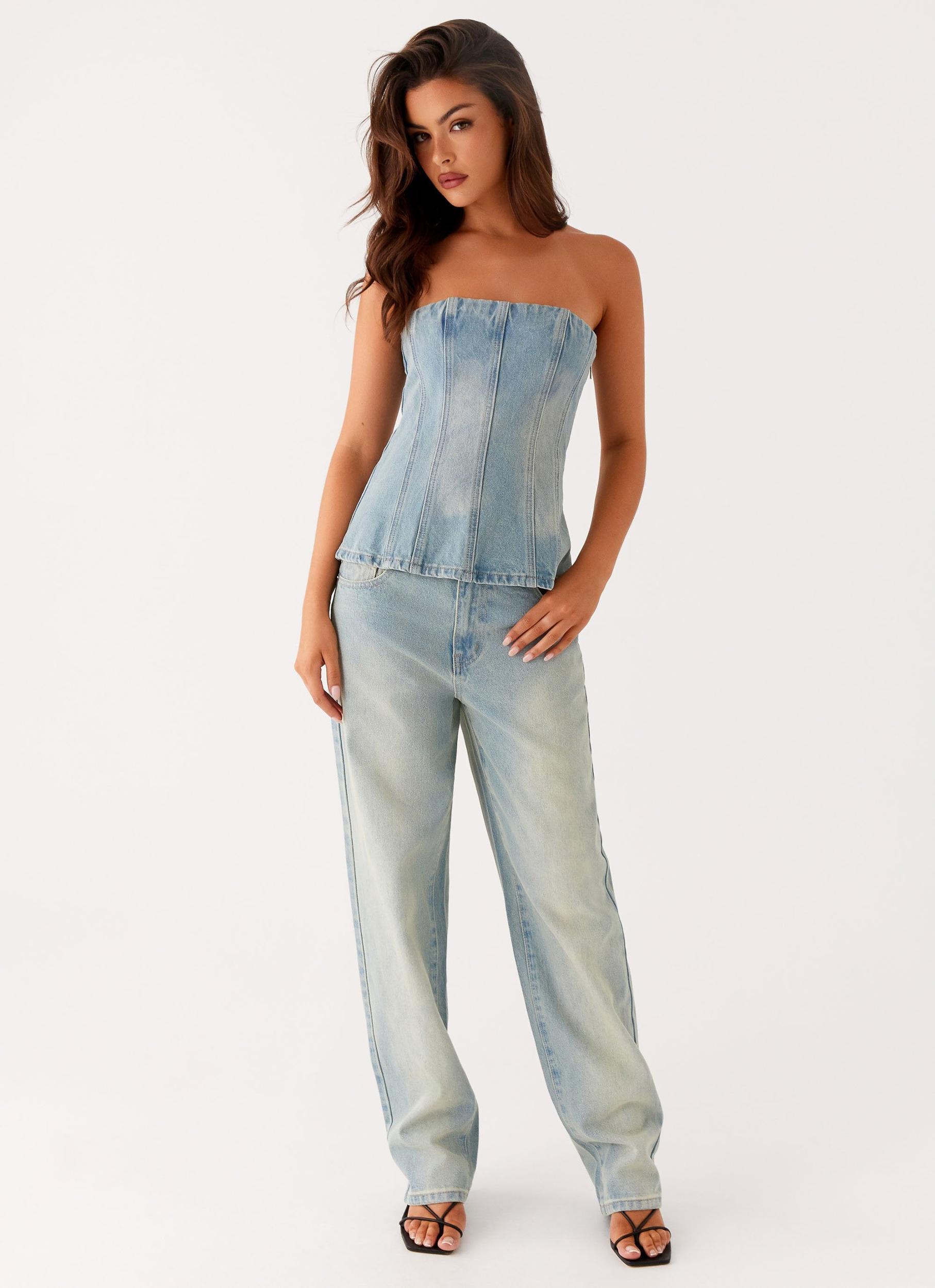 Poppy Low Rise Jeans - Vintage Denim Product Image