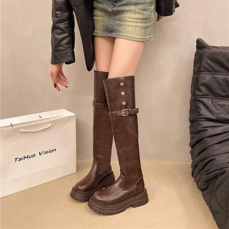 Platform Plain Tall Boots Product Image