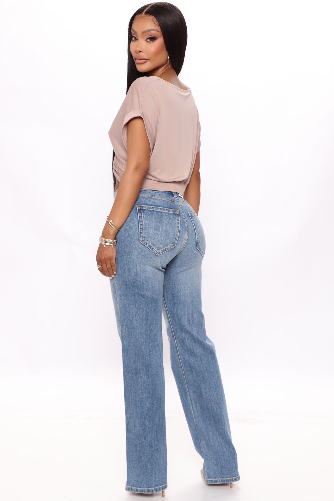 Be Authentic Slouchy Stretch Straight Leg Jeans - Medium Blue Wash Product Image