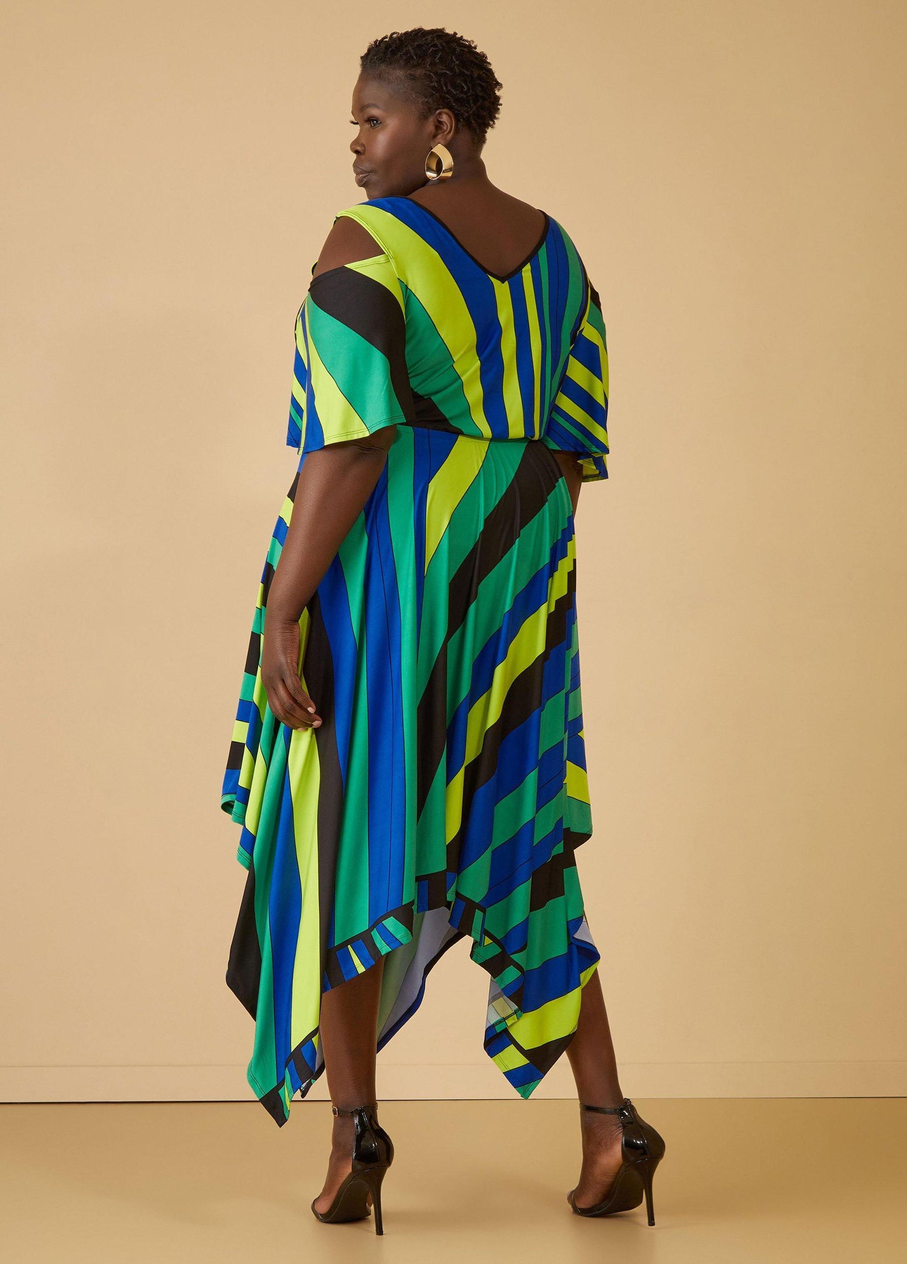 Cold Shoulder Striped Maxi Dress Product Image