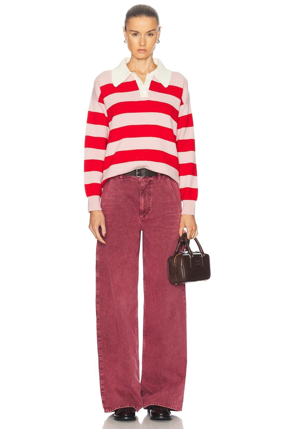 Edith Stripe Polo Sweater Product Image